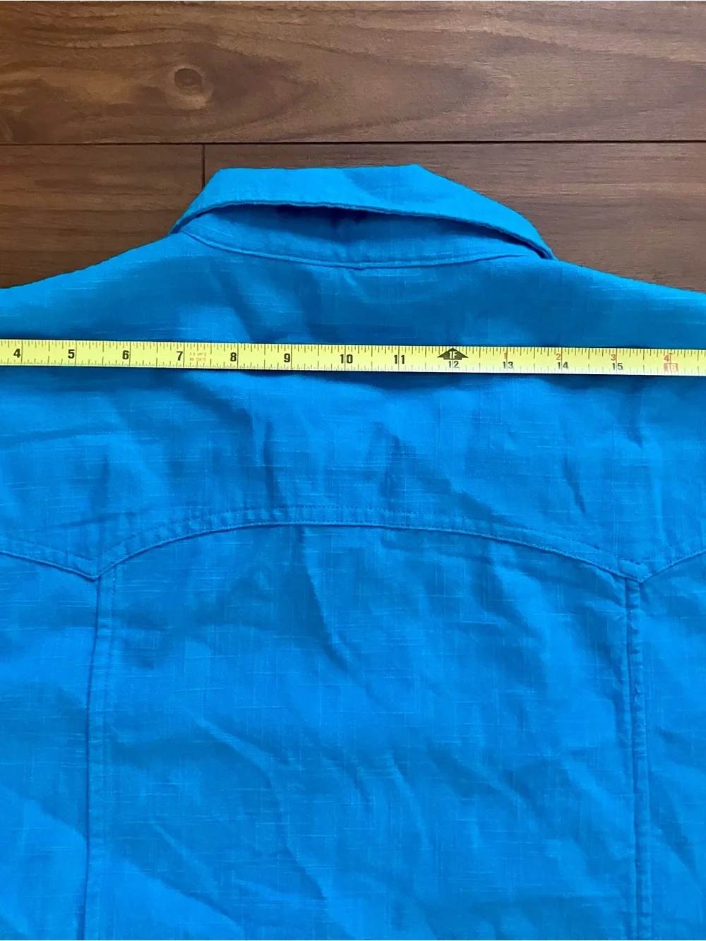 Corridor Four Pocket Short Sleeve Blue Slub Shirt Large